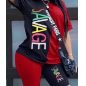 Two piece biker short set